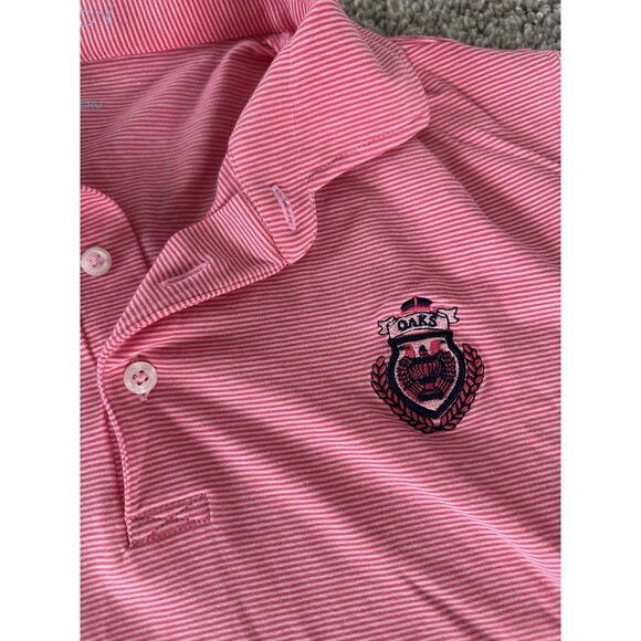 B. Draddy Sport Jimmy Stripe Polo Shirt Men’s Medium Pink/White Golf Performance - Picture 3 of 6